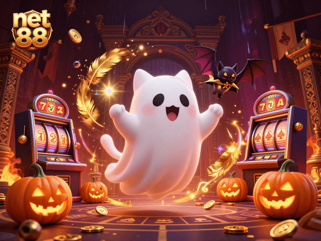 Experience thrilling gameplay with net 88 in this vibrant haunted casino scene.
