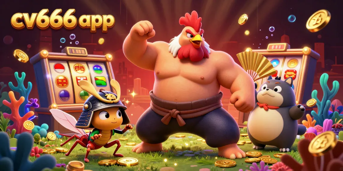 Experience the excitement of the cv666 app in a vivid casino-themed underwater scene with colorful characters.