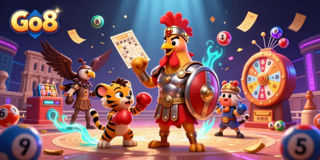 Engage in exhilarating gaming experiences with Go8's vibrant casino lifestyle illustration.