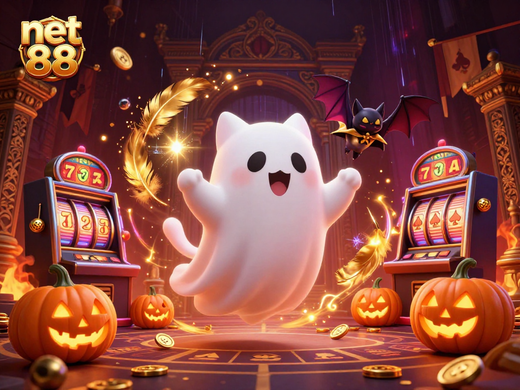 Experience thrilling gameplay with net 88 in this vibrant haunted casino scene.