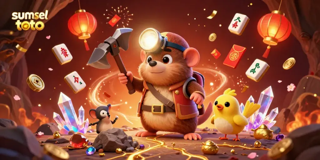 Engage with sumsel toto's thrilling lottery experience through this vibrant 3D scene depicting luck and treasure hunting.