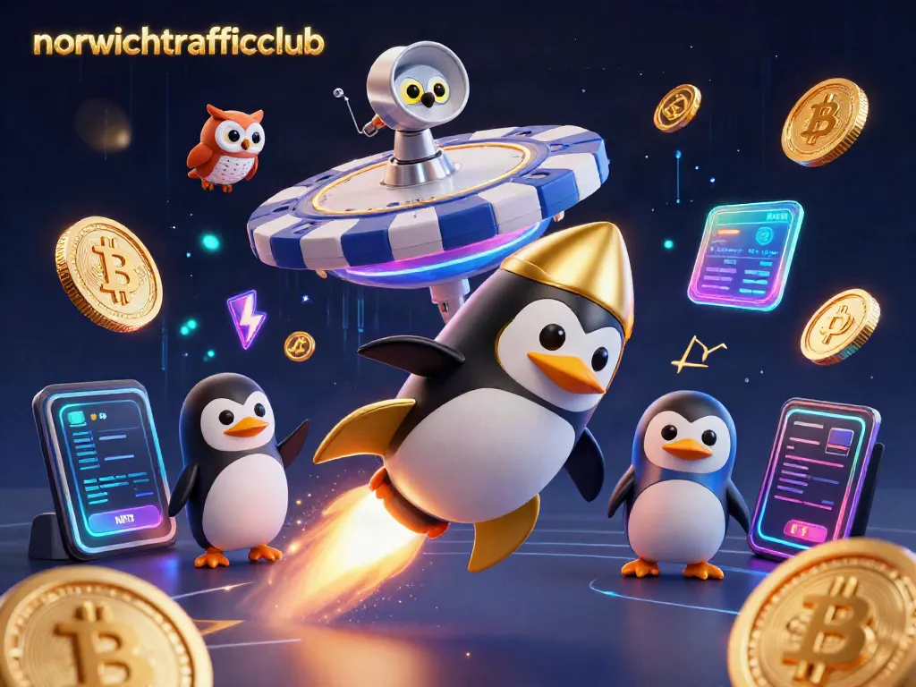 Experience the thrill of norwichtrafficclub with the golden penguin spaceship and casino elements in space.