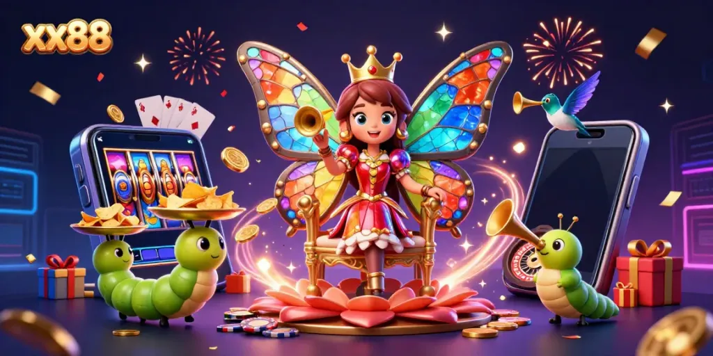 Engage with the exciting xx88 casino scene featuring dynamic characters and vibrant slots.