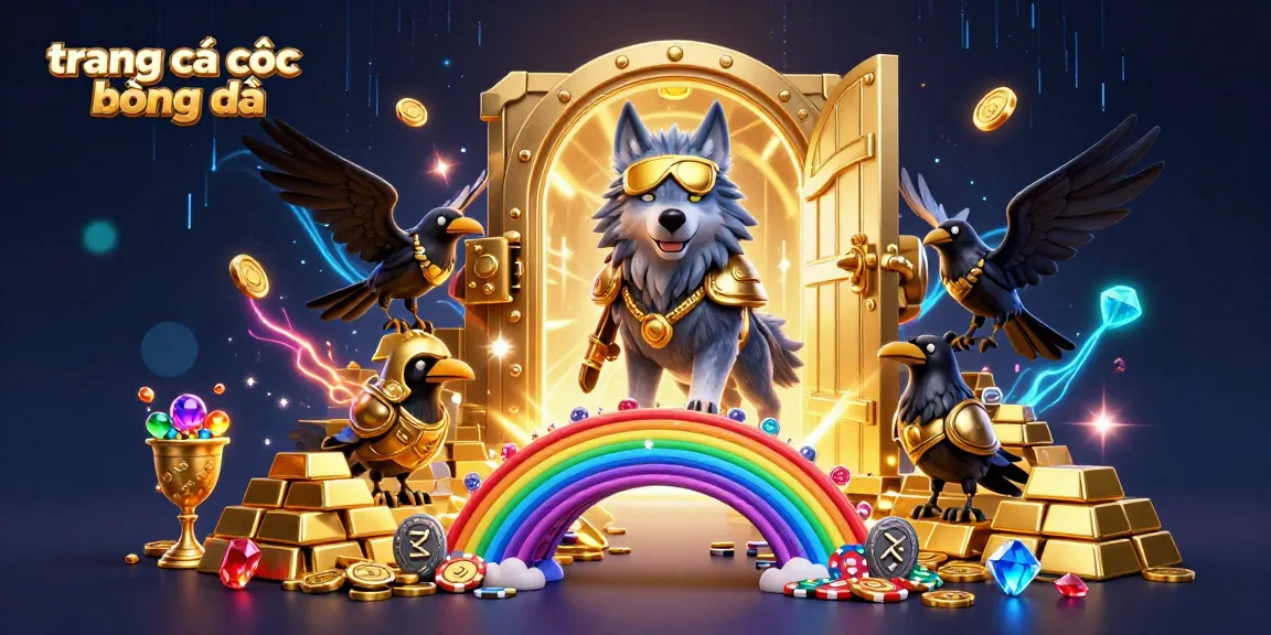 Bet on trang cá cược bóng đá with a vibrant 3D casino fantasy illustration featuring Odin and treasure.