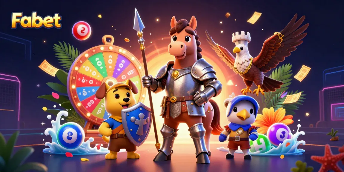 Experience thrilling gameplay at Fabet with vibrant illustrations of casino excitement and gaming action.