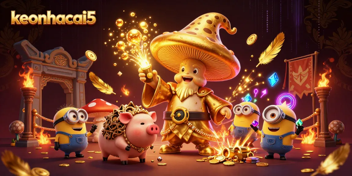Engage in thrilling gambling with keonhacai5 as wizard and truffle pig uncover treasures.
