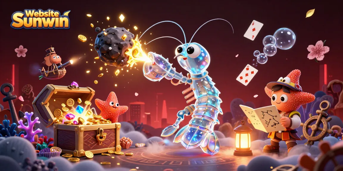 Experience thrilling gameplay with Website Sunwin, a vibrant underwater treasure scene with galactic characters.