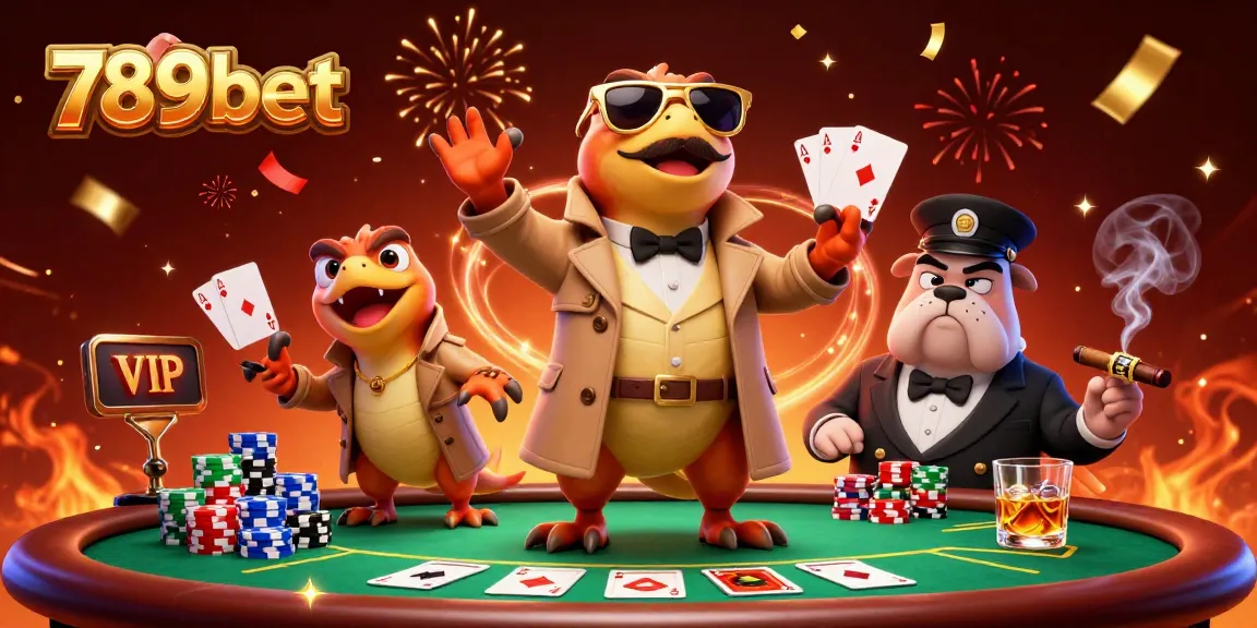 Experience the excitement of 789bet while encountering raptors in a trench coat at a VIP casino.
