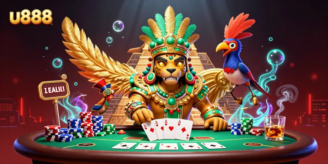 Experience the thrilling world of u888 as the Mayan jaguar priest navigates an immersive poker game.