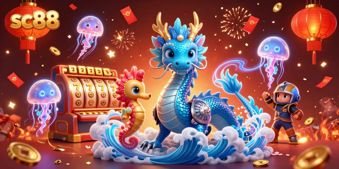 Engage in thrilling gaming with sc88's vibrant dragon scene and slot reels illuminated