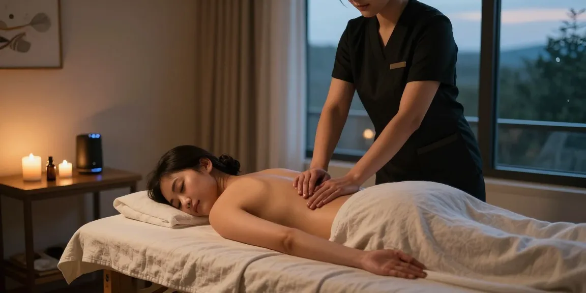 Relaxing 모텔출장마사지 session in a modern motel room with tranquil ambiance and soothing elements.