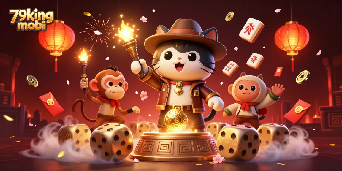 Experience thrilling gaming with 79king mobi featuring a daring archaeologist cat and treasures.