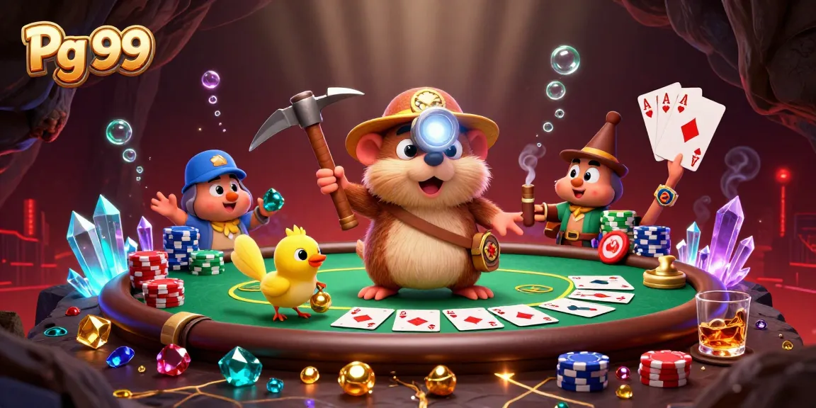 Engage in thrilling poker at Pg 99 with fun details of characters and casino elements.