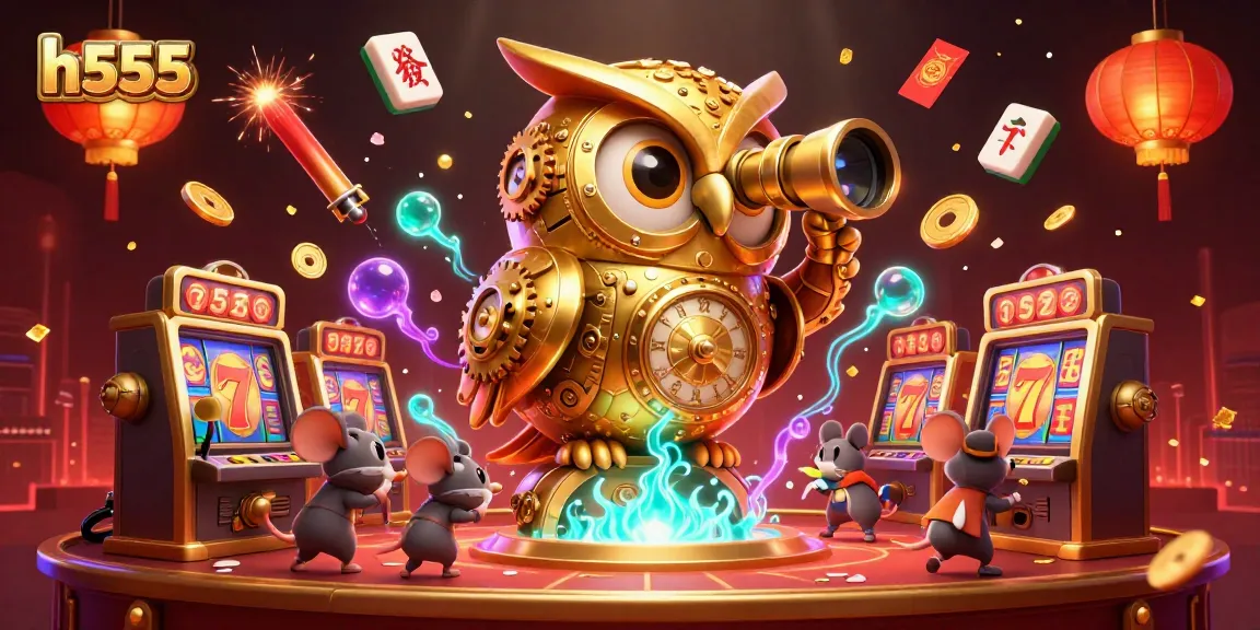 Experience thrilling gameplay with h555 featuring a golden owl and casino action elements.