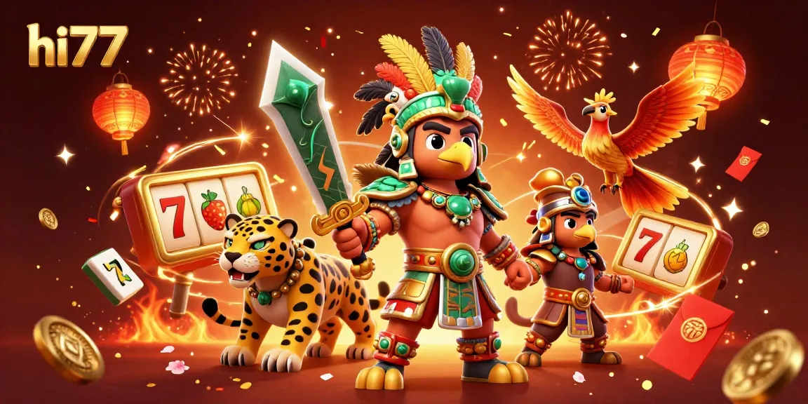 Engage in exciting gameplay at hi77, experiencing vibrant 3D casino illustrations featuring epic characters and dynamic game elements.