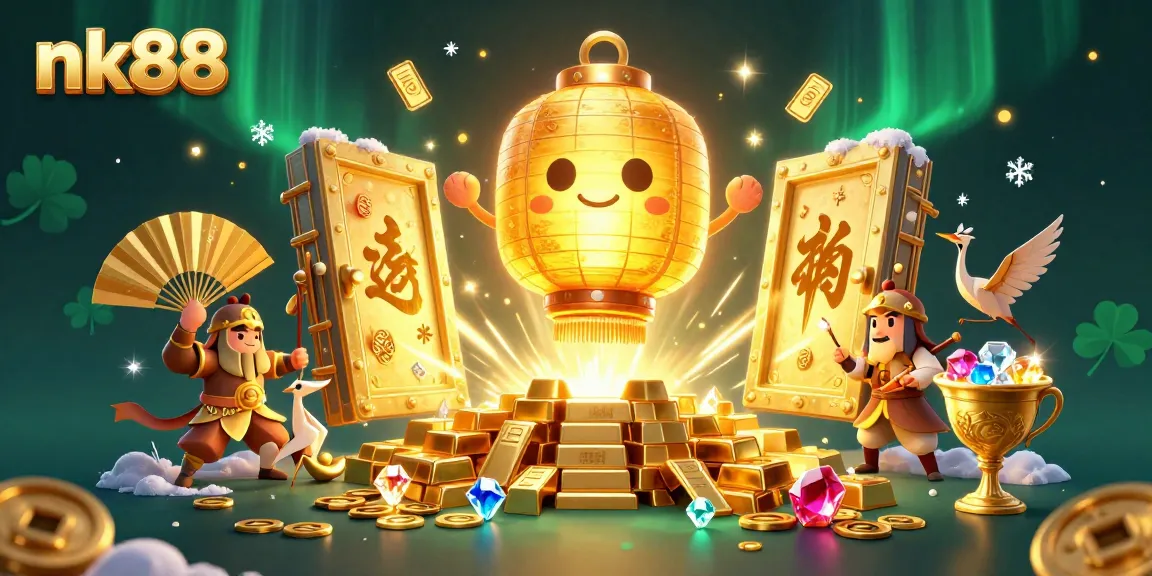 Experience exciting gameplay at nk88, where a golden lantern spirit illuminates the casino atmosphere.