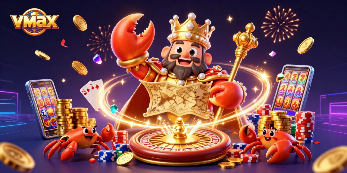Experience exciting gambling action with vmax featuring a golden crab emperor surrounded by casino elements.