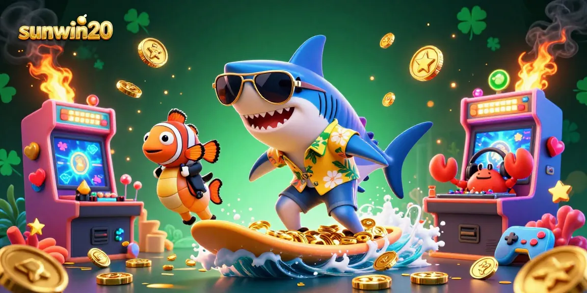 Experience thrilling gameplay with sunwin20, featuring a fun-filled casino-themed scene with vibrant characters.