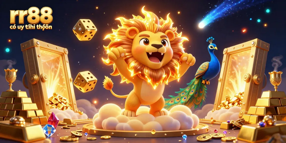 Experience vibrant online gambling action with rr88 có uy tín không, featuring golden elements and lively characters.
