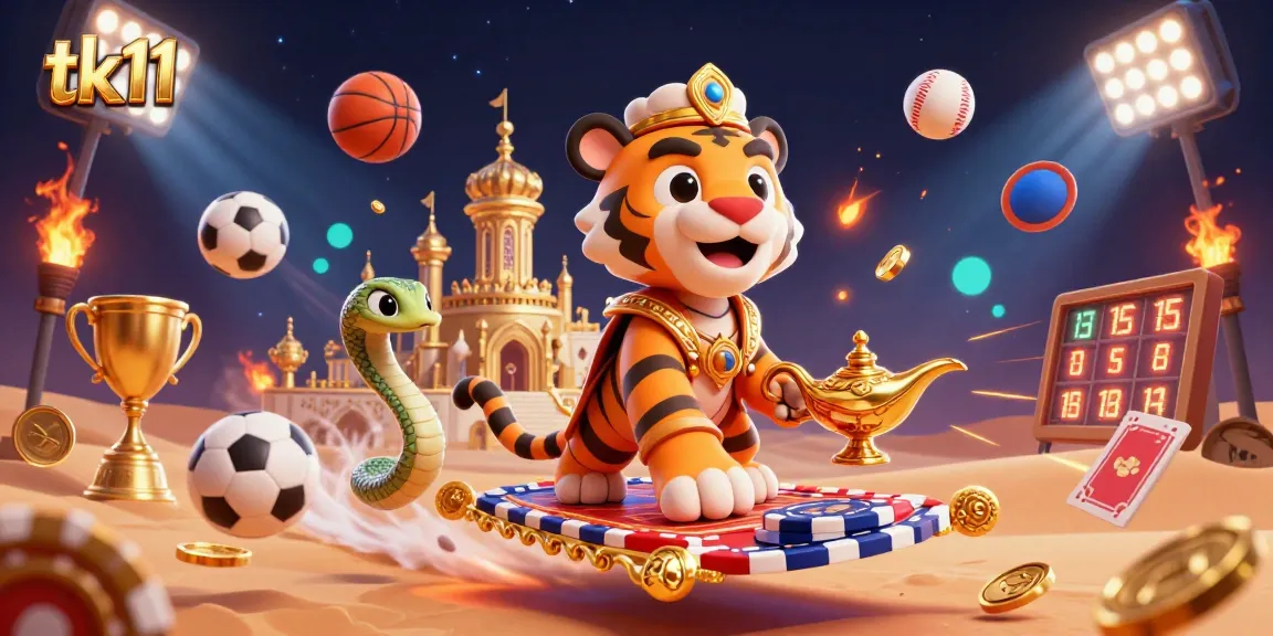 Experience thrilling sports betting with tk11's dynamic gaming scene featuring vibrant characters and elements.